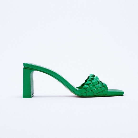 Zara green heeled woven sandals high heels - Picture 3 of 7
